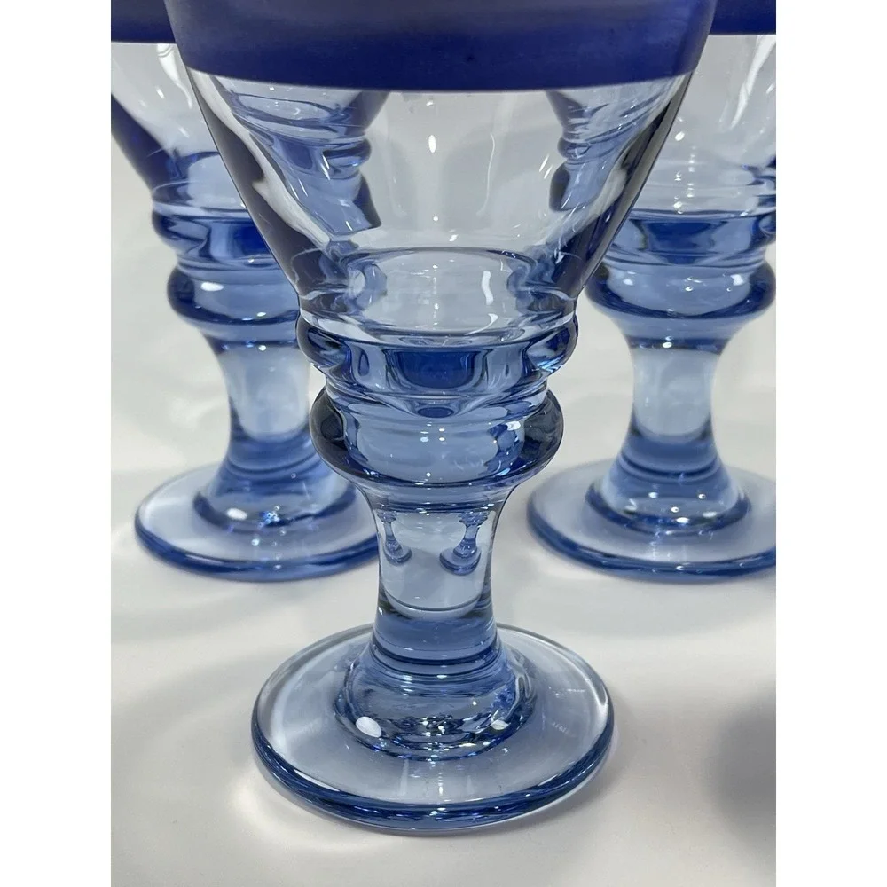 Vintage‎ Libbey Nova Blue Water Goblets  Set Of 5   7.5" Tall ~Discontinued~ - Picture 4 of 11
